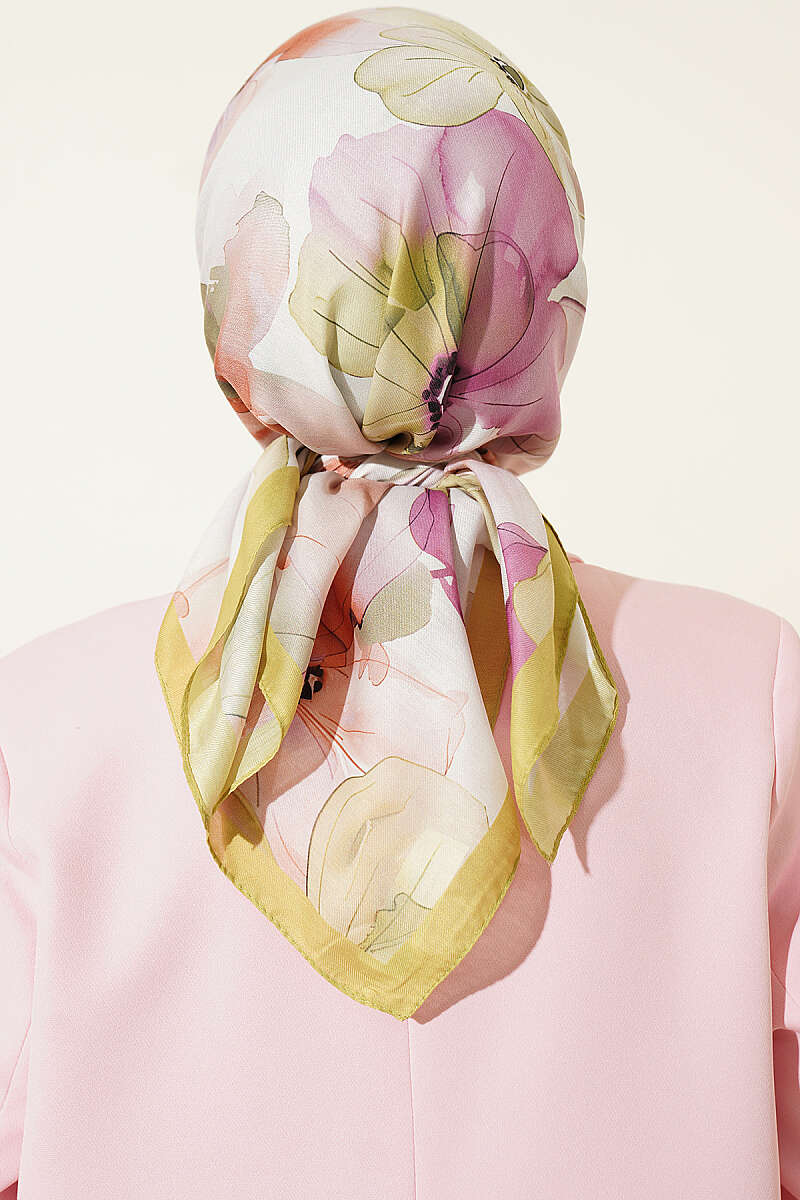 Soft Floral Print Scarf - Olive