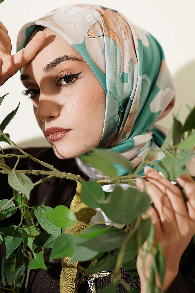 Soft Floral Print Scarf - Green