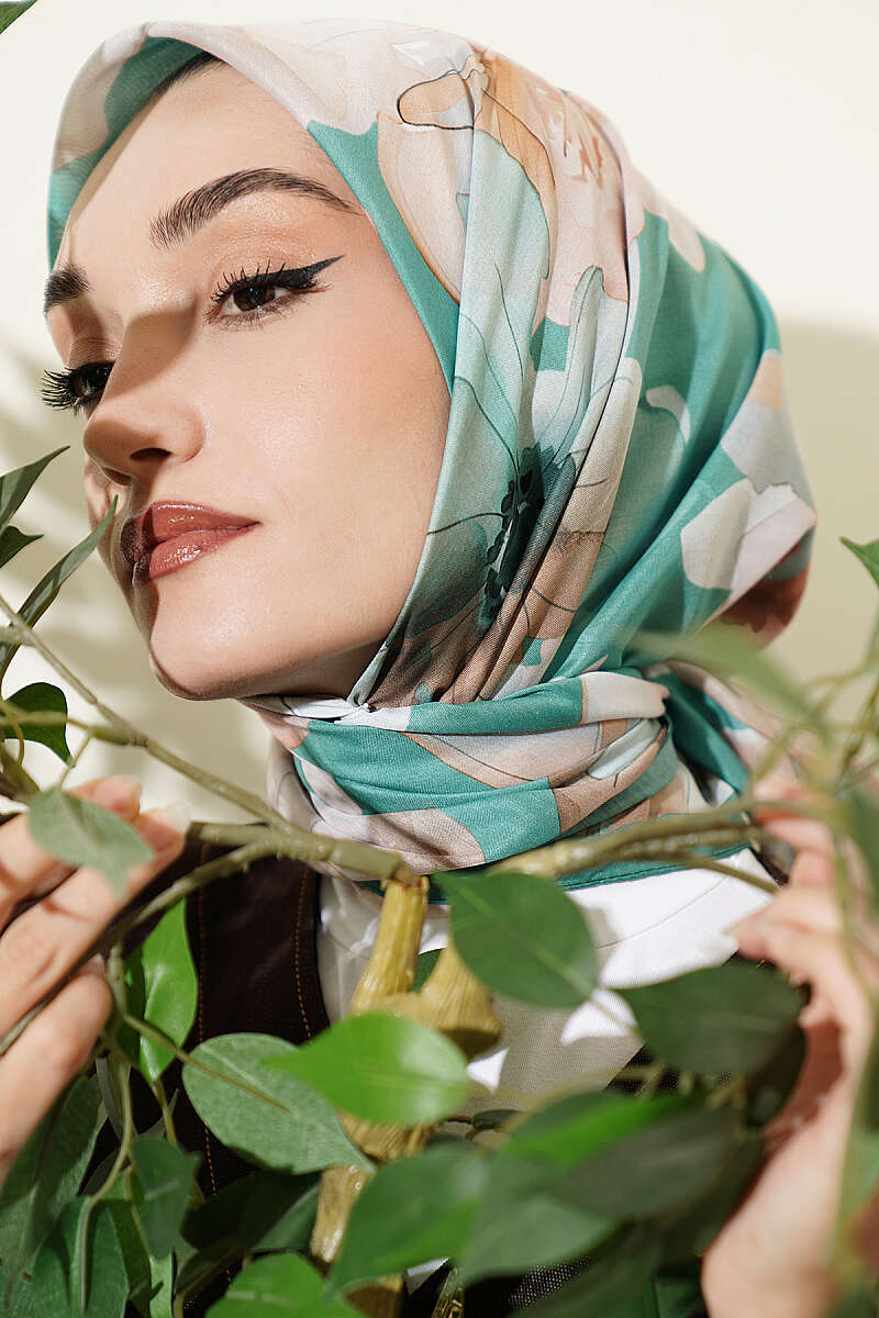 Soft Floral Print Scarf - Green