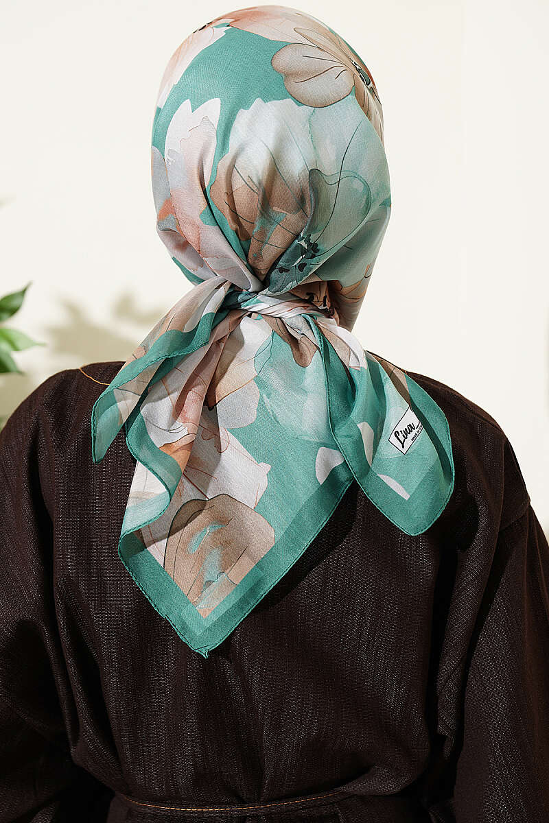 Soft Floral Print Scarf - Green
