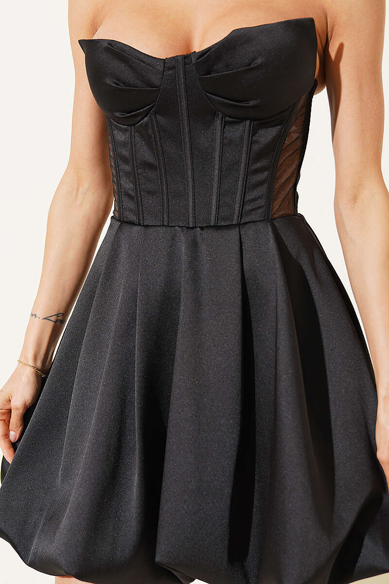 Strapless Mini Evening Dress - Black