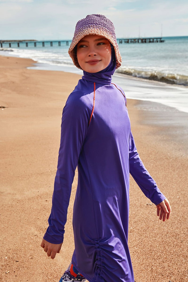 Classic Full-Coverage Swimsuit - Purple