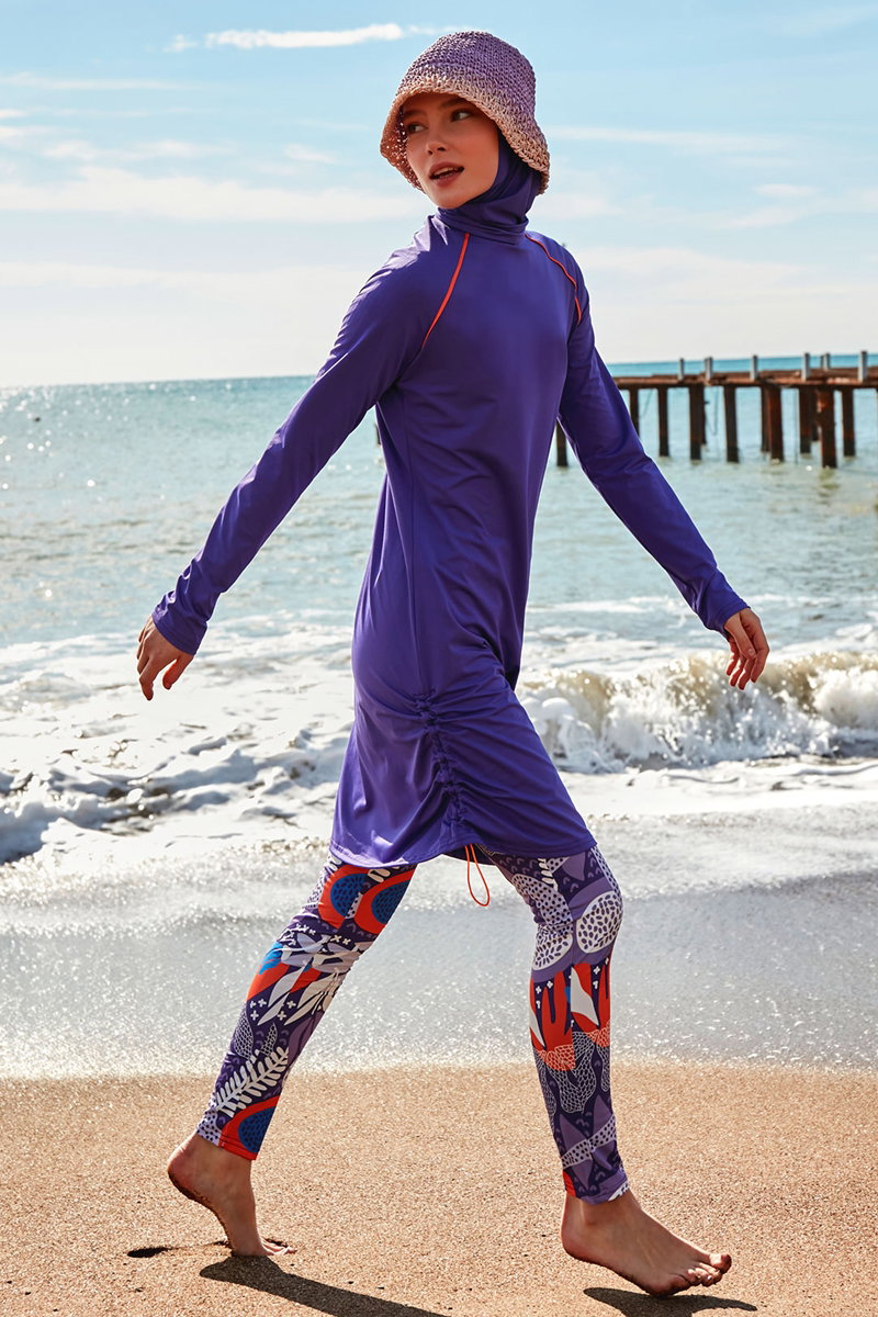 Classic Full-Coverage Swimsuit - Purple