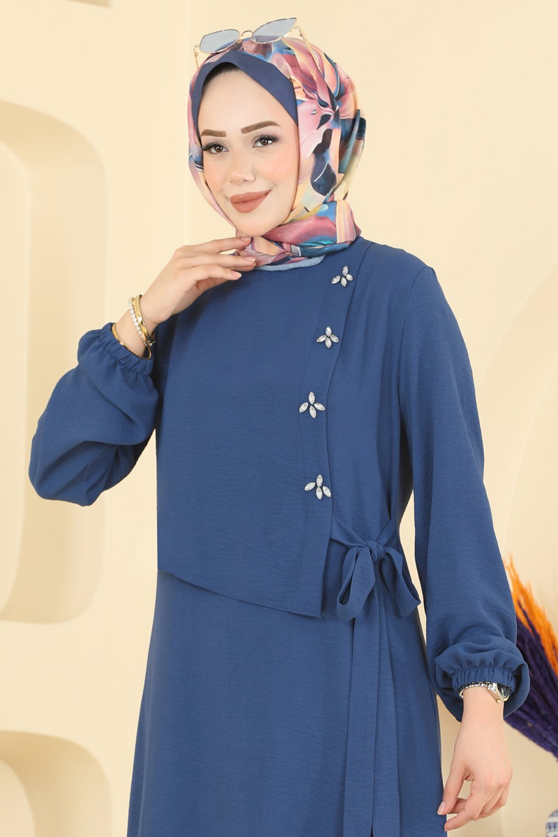 Aerobin Two-Piece Tie Set with Stones - Light Indigo