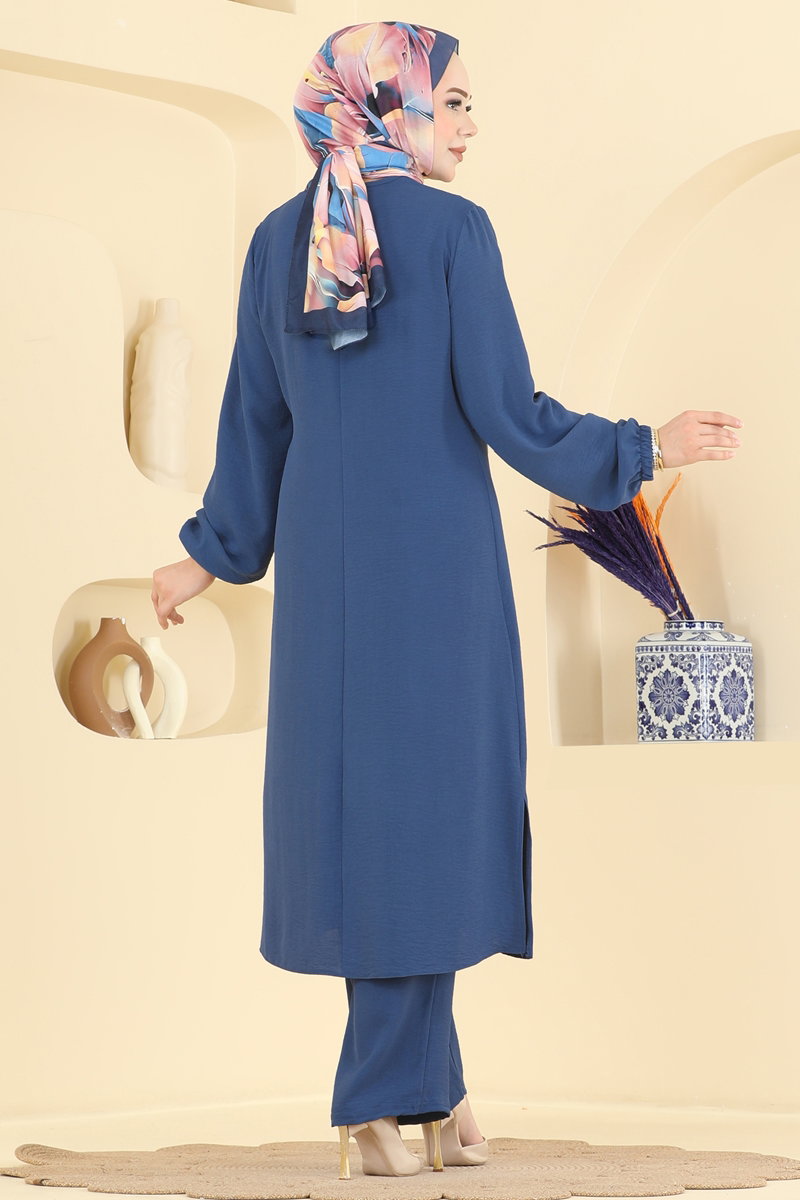 Aerobin Two-Piece Tie Set with Stones - Light Indigo