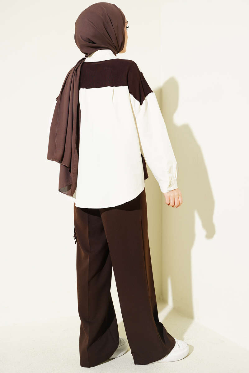 Shirt with Stone Detail and Trim - Ecru