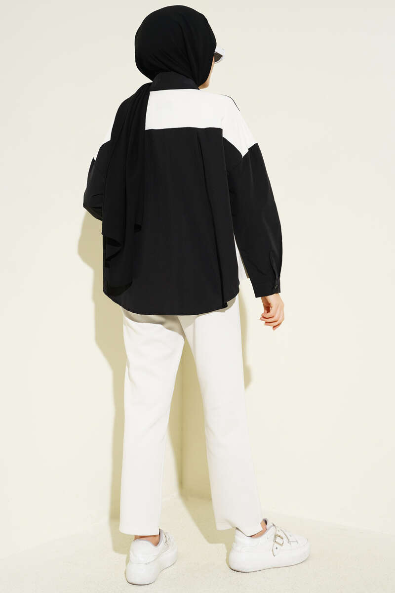 Shirt with Stone Detail and Trim - Black
