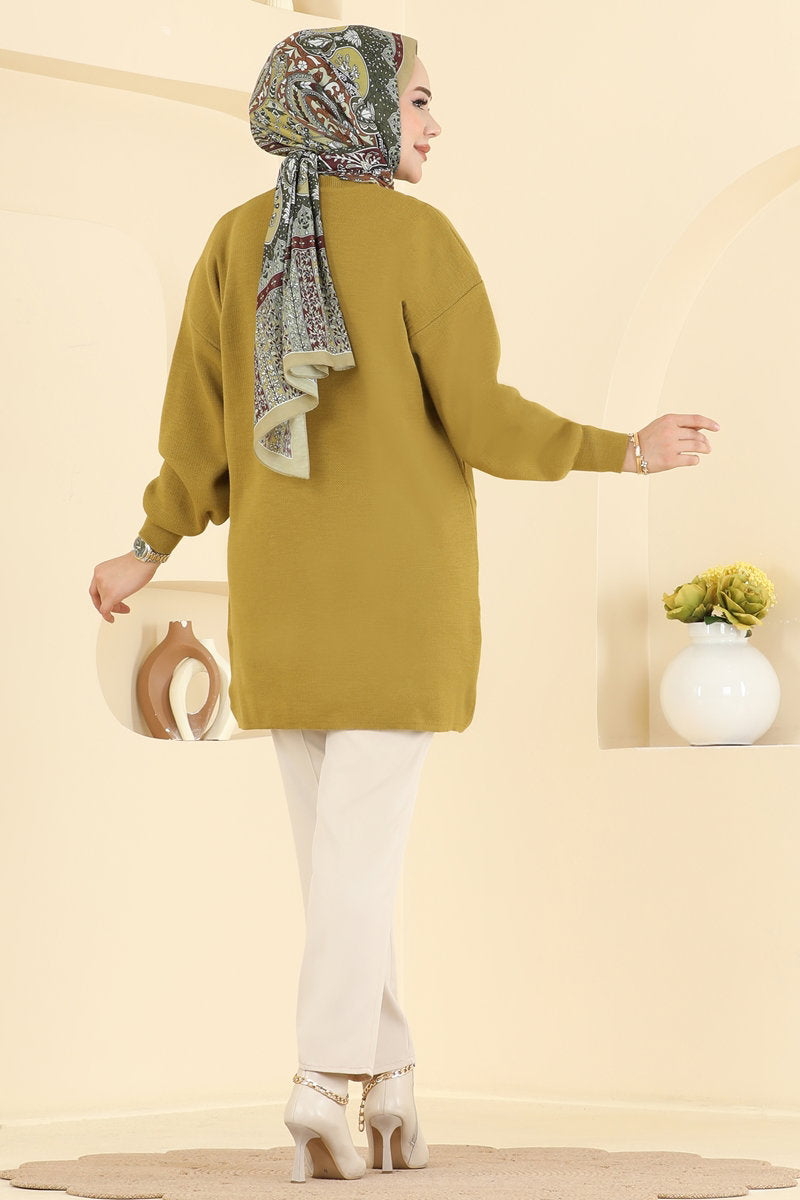 Stone-Detail Knit Tunic - Acid Wash