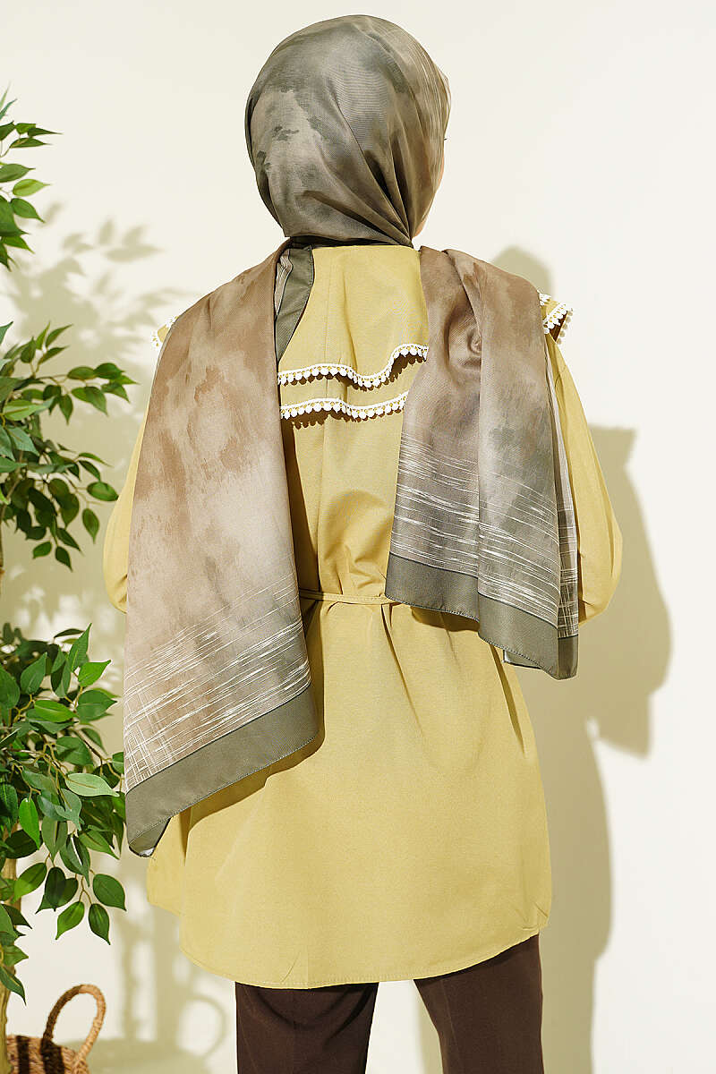 Double Sailor-Collar Shirt with Stone Buttons - Olive