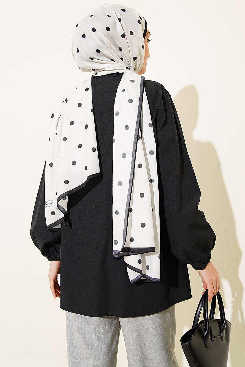Tie Shirt with Stone Buttons - Black
