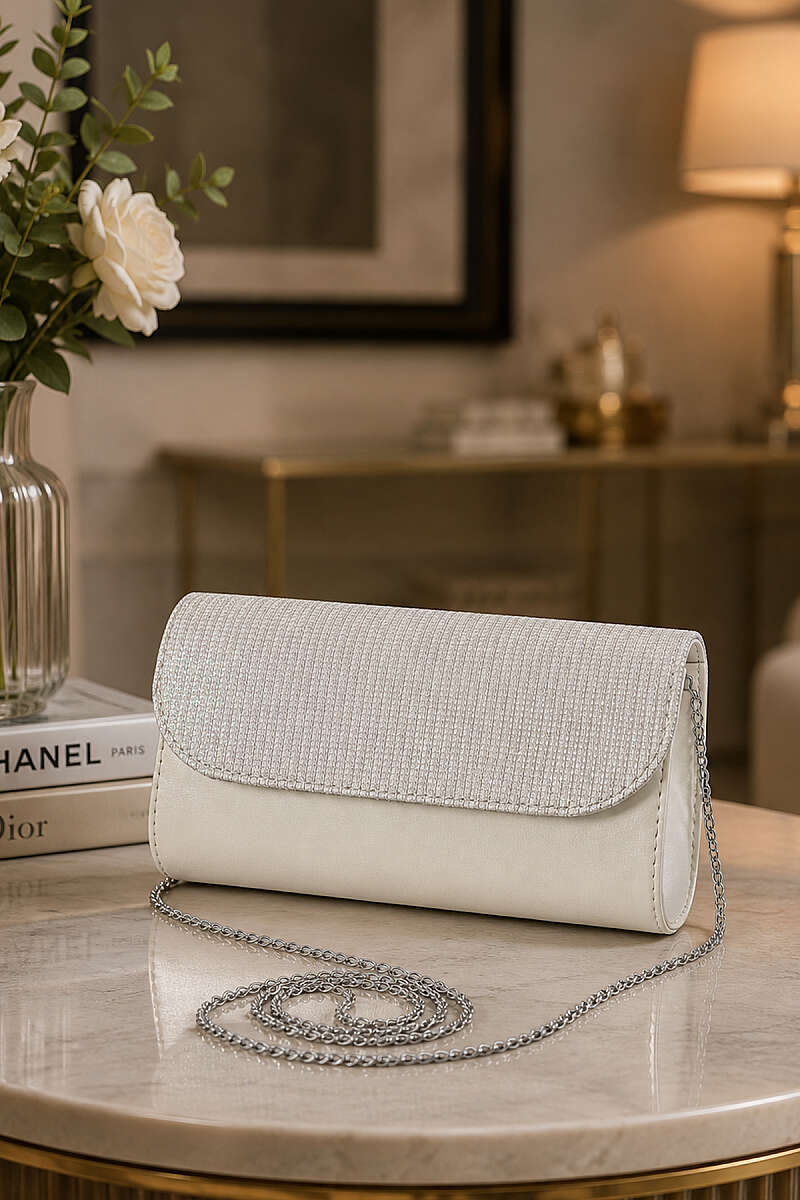 Sparkling Stone Evening Bag - Bone