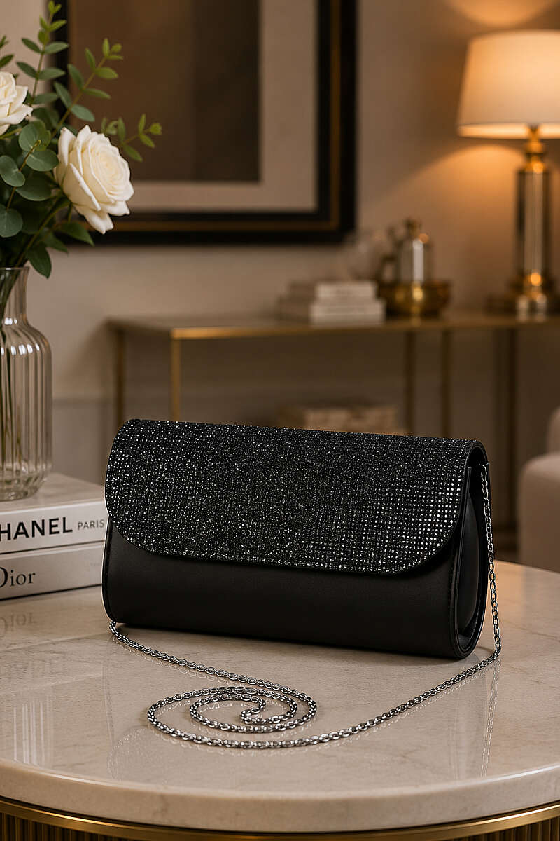 Sparkling Stone Evening Bag - Black