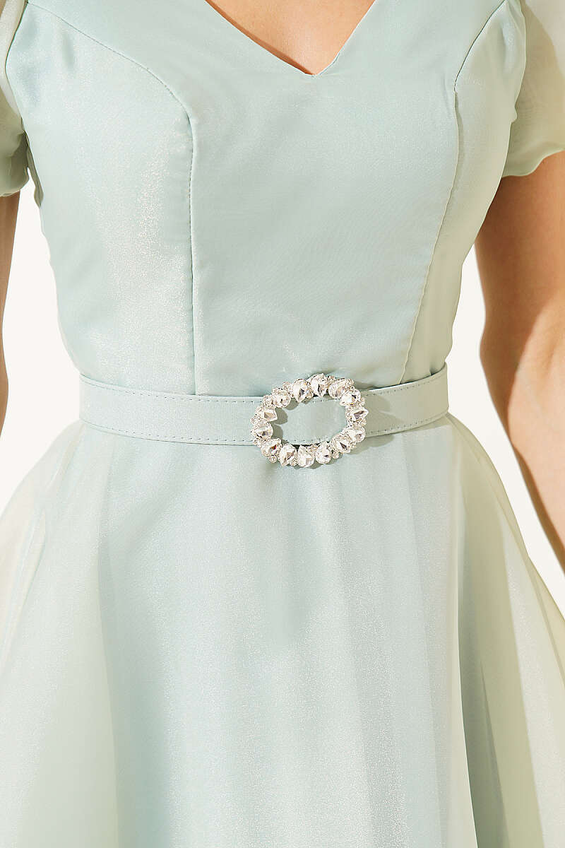 Princess Evening Dress with Stone Belt - Mint