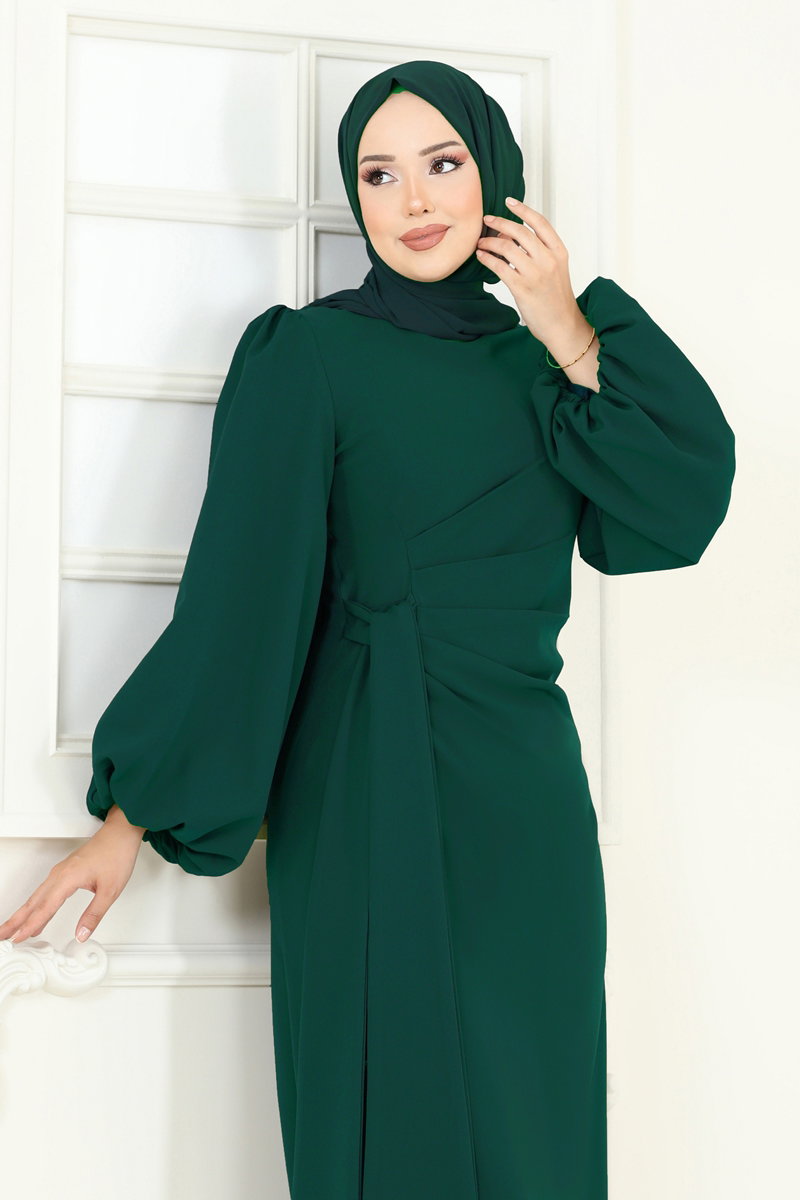 Embellished Double Knit Evening Dress - Light Emerald