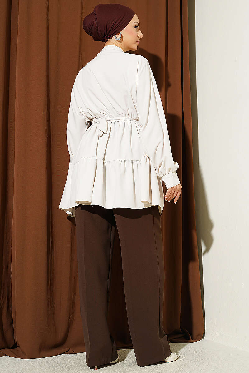 Tiered Shirt with Stone Belt Buckle - Stone