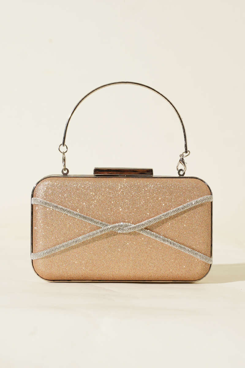 Stone-Ribbon Evening Bag - Copper
