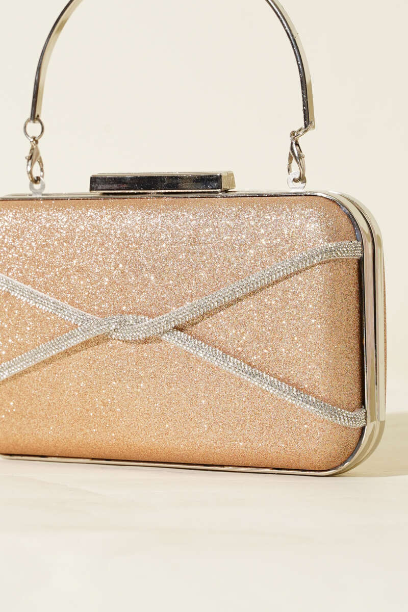 Stone-Ribbon Evening Bag - Copper