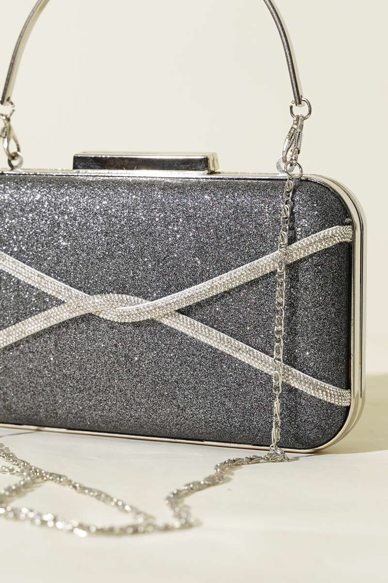 Stone-Ribbon Evening Bag - Smoke Grey