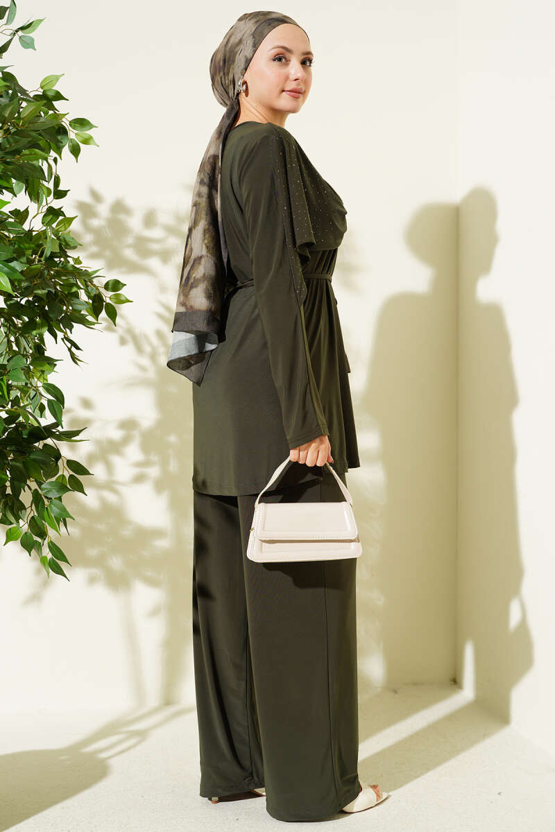 Stone Two-Piece Set with Side Slits - Khaki