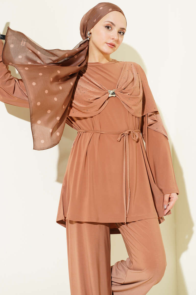 Stone Two-Piece Set with Side Slits - Latte