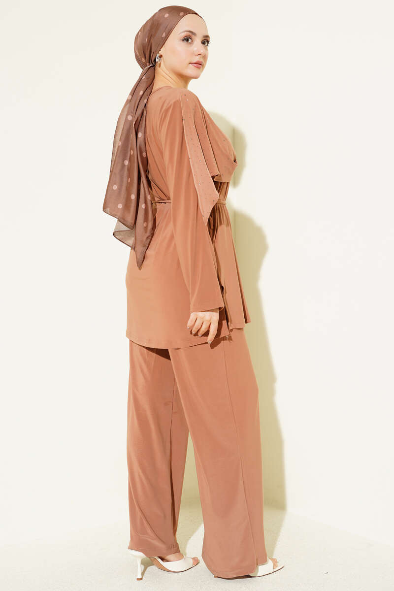Stone Two-Piece Set with Side Slits - Latte
