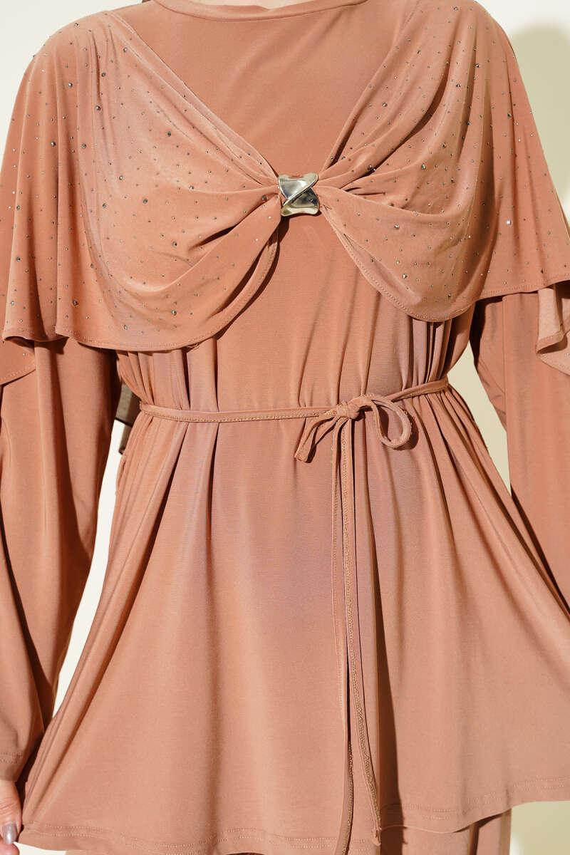 Stone Two-Piece Set with Side Slits - Latte
