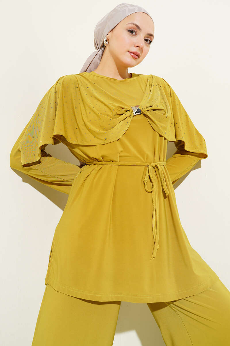 Stone Two-Piece Set with Side Slits - Olive