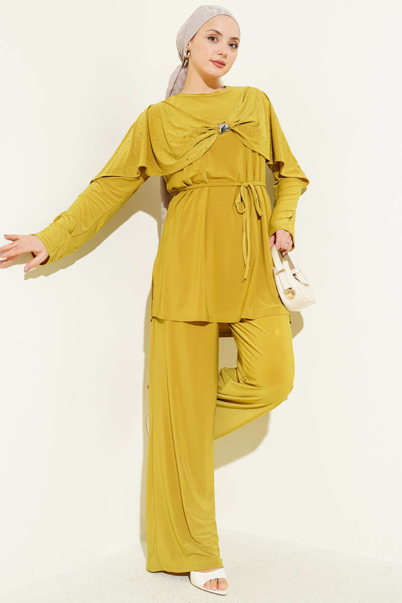 Stone Two-Piece Set with Side Slits - Olive