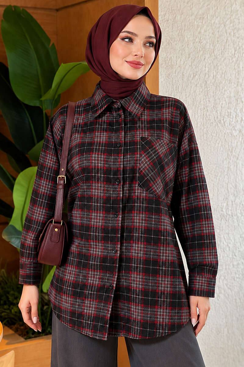 Plaid Shirt with Single Pocket - Black
