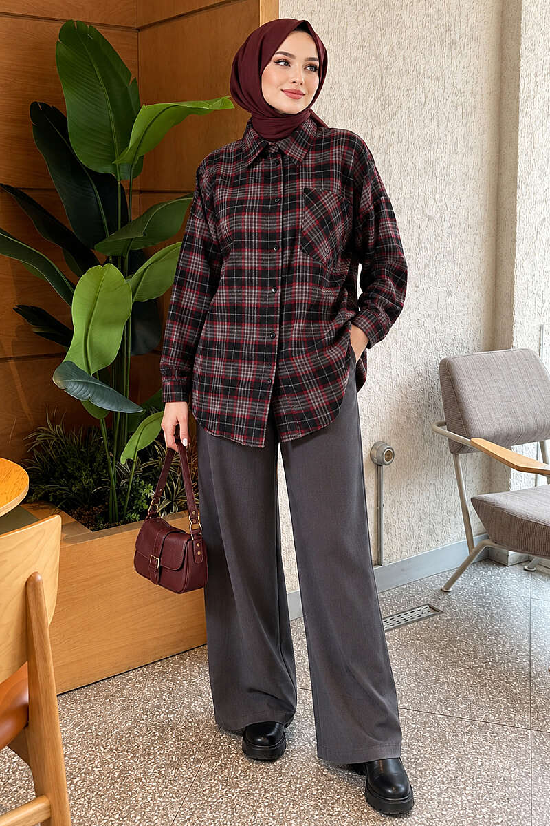 Plaid Shirt with Single Pocket - Black