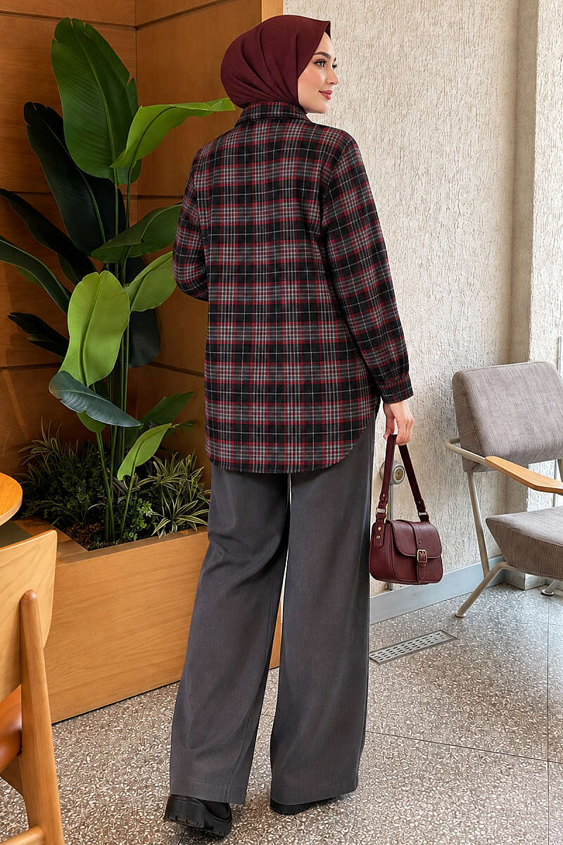 Plaid Shirt with Single Pocket - Black