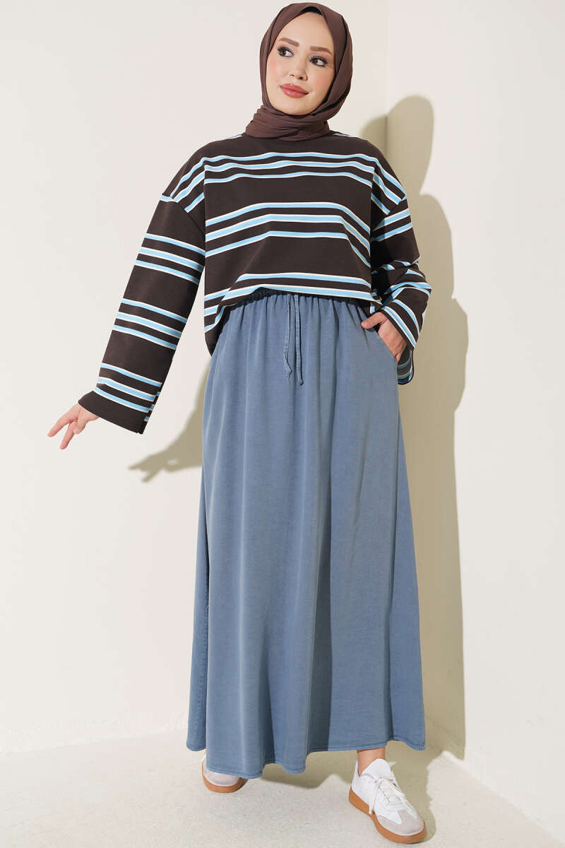 Tencel Skirt with Pocket Detail - Indigo