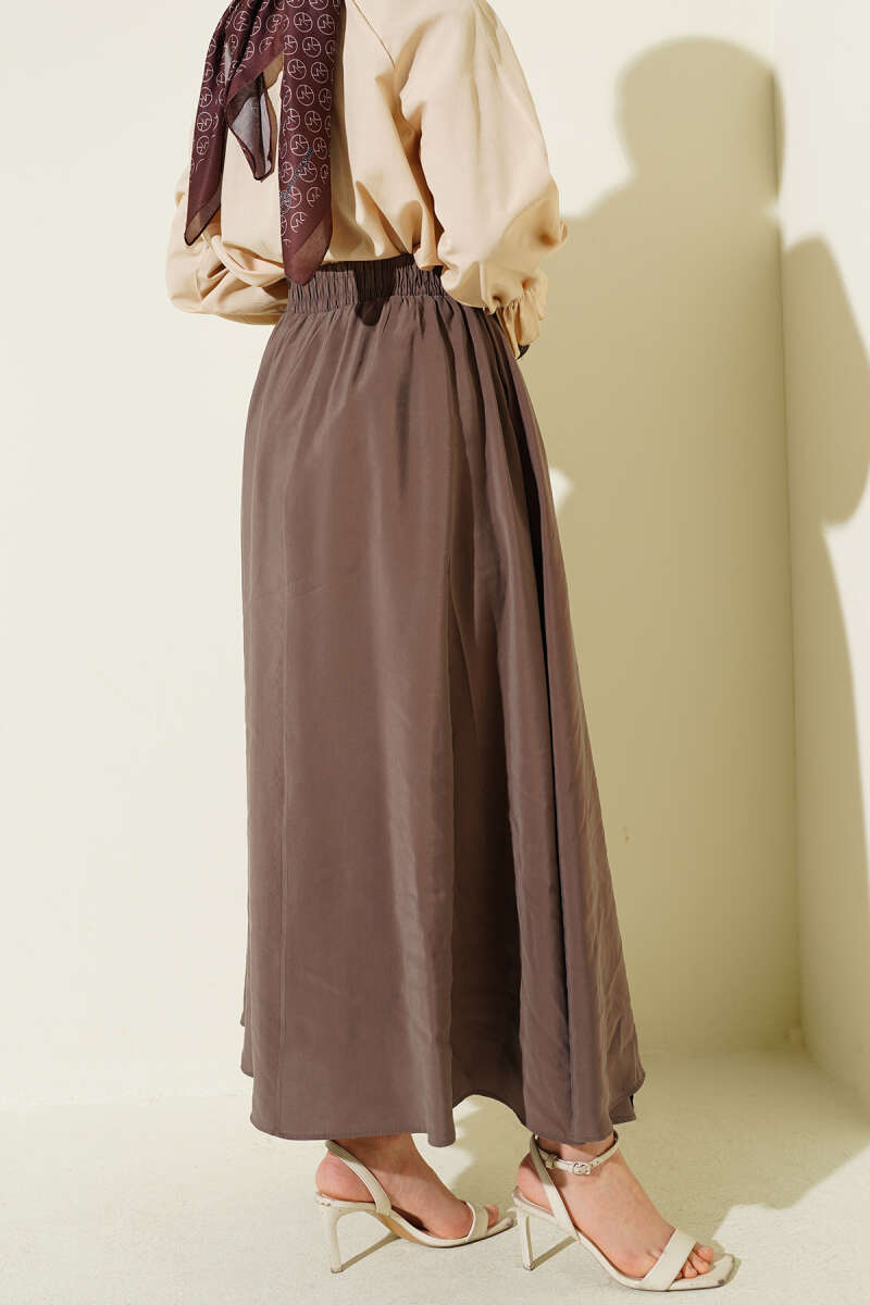 Flared Tencel Skirt with Pockets - Mink