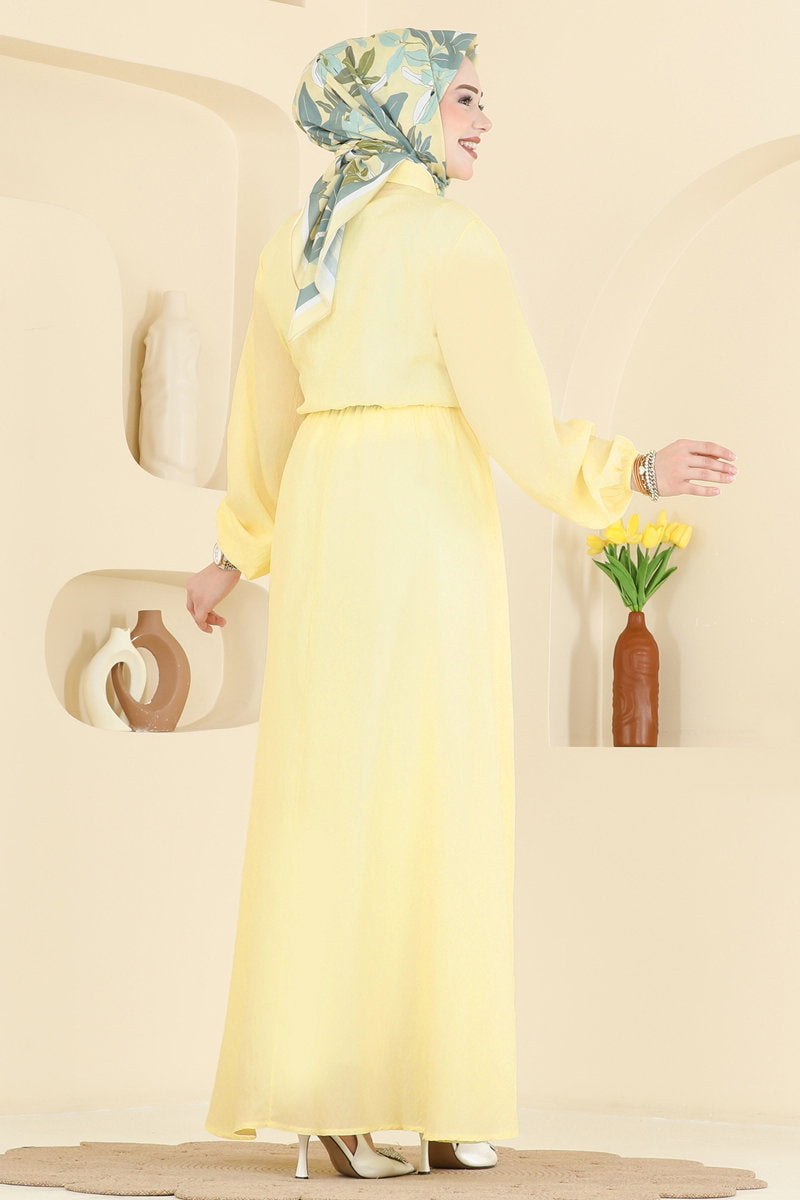 Viscose Dress with Buckle - Yellow