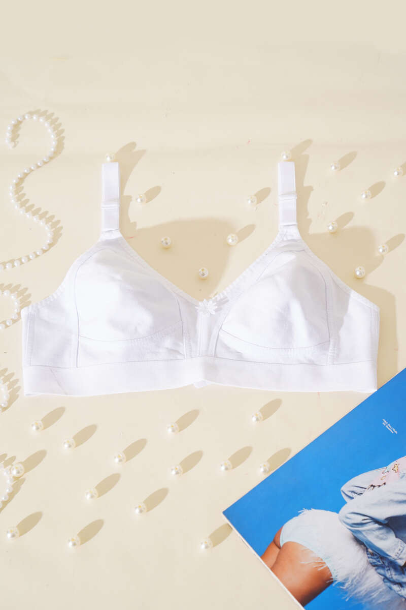 Push-Up Jersey Bra with Wide Band - White
