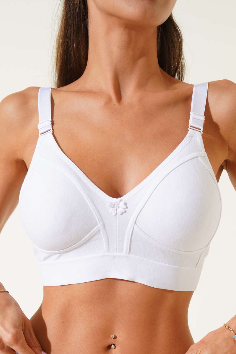 Push-Up Jersey Bra with Wide Band - White