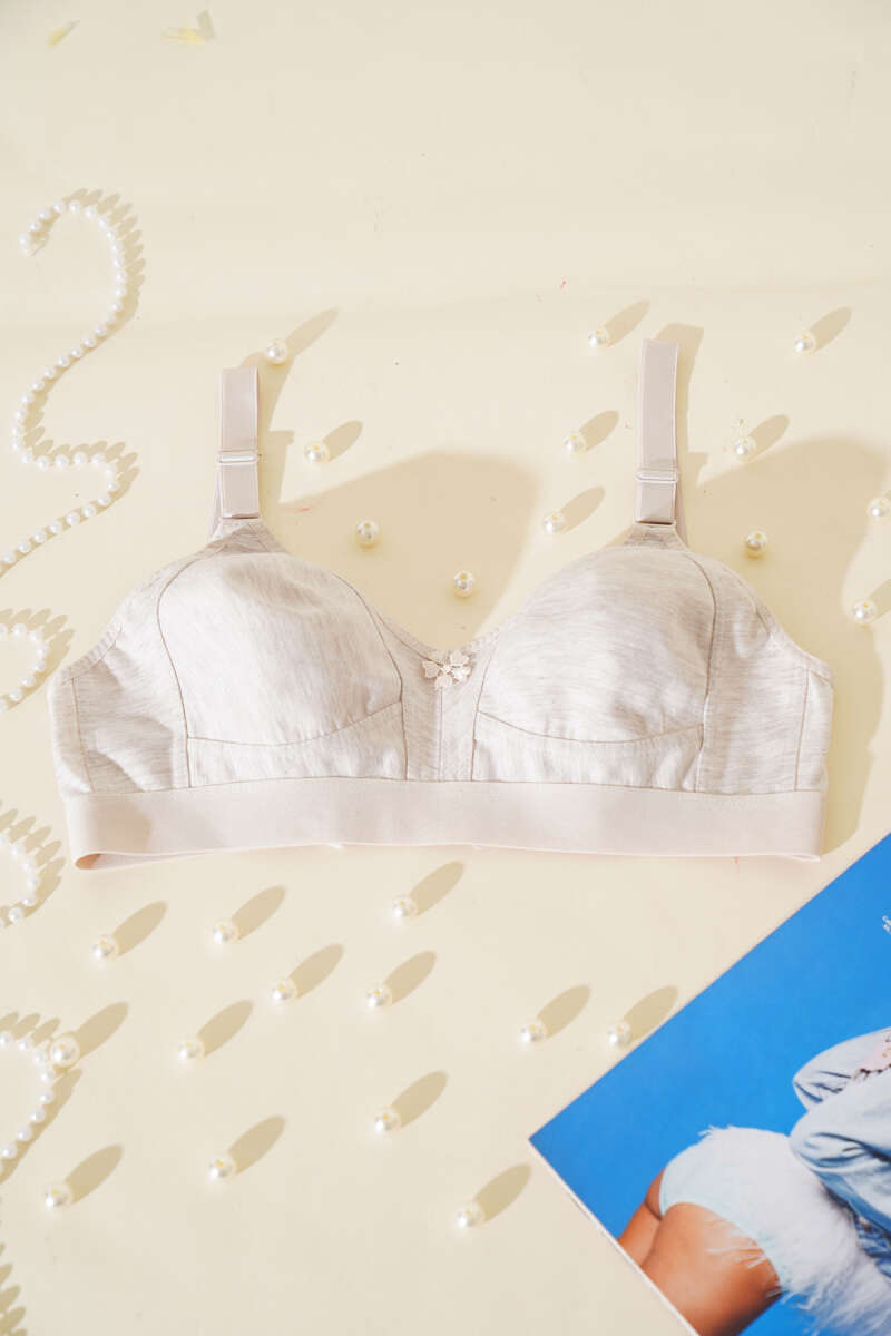 Push-Up Jersey Bra with Wide Band - Heather Brown