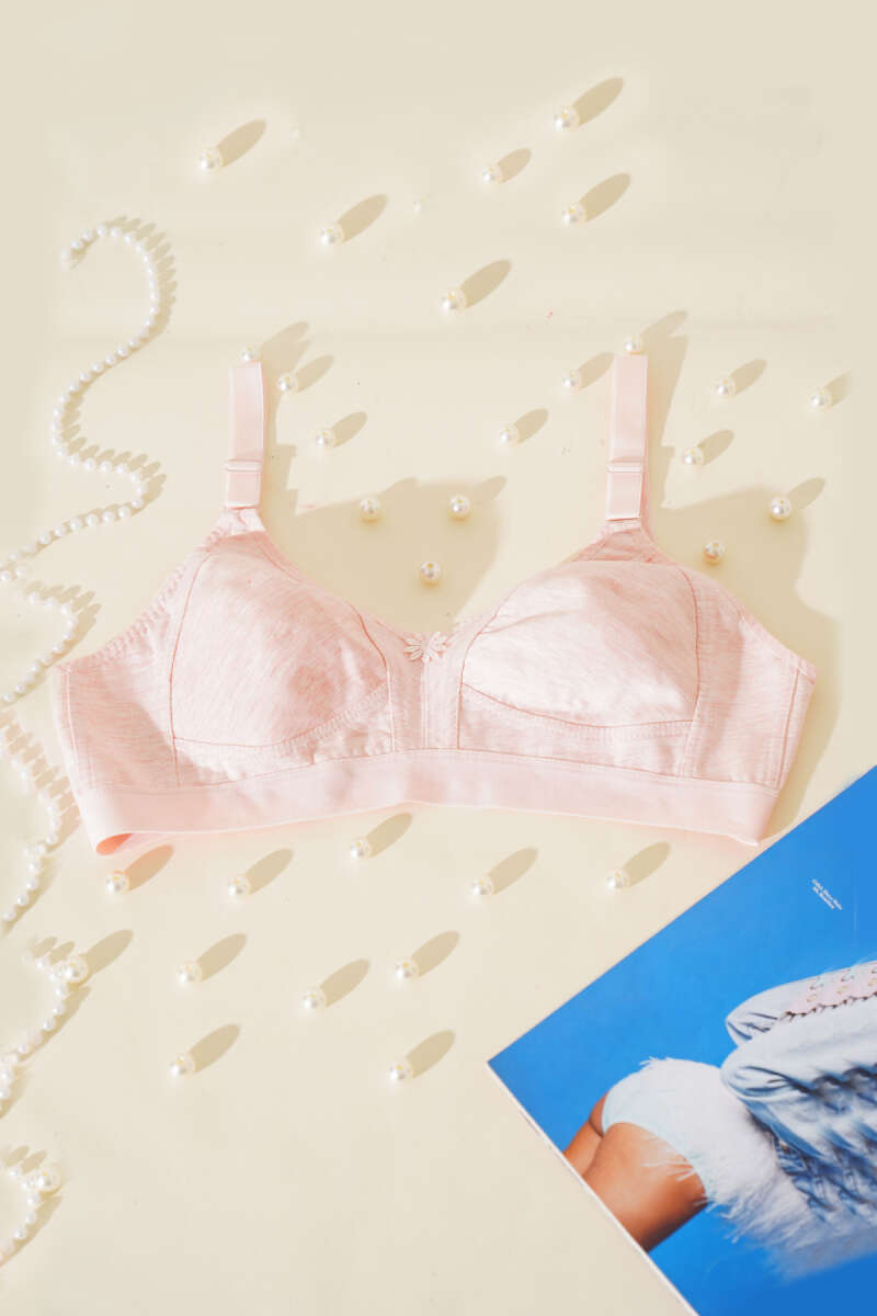Push-Up Jersey Bra with Wide Band - Heather Pink