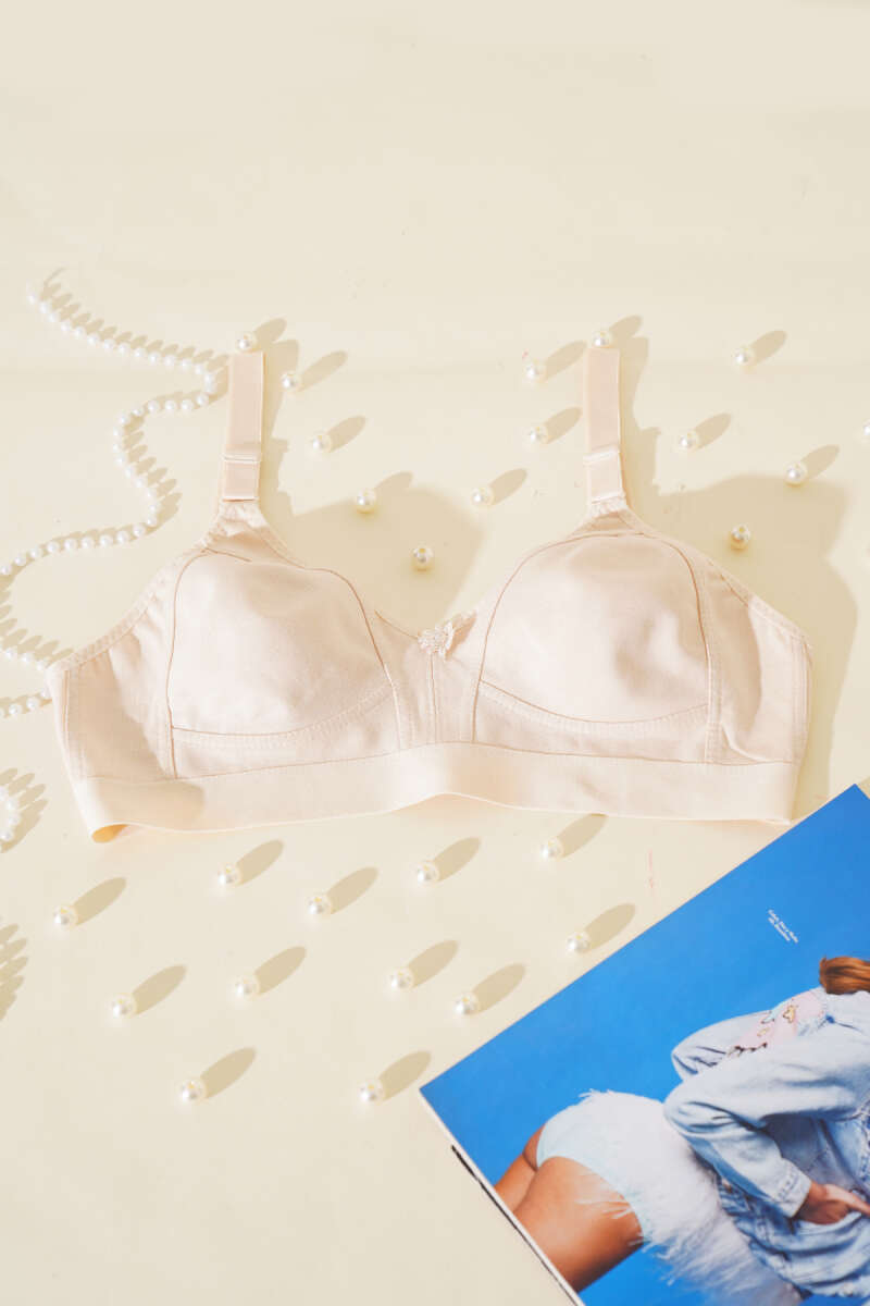 Push-Up Jersey Bra with Wide Band - Nude