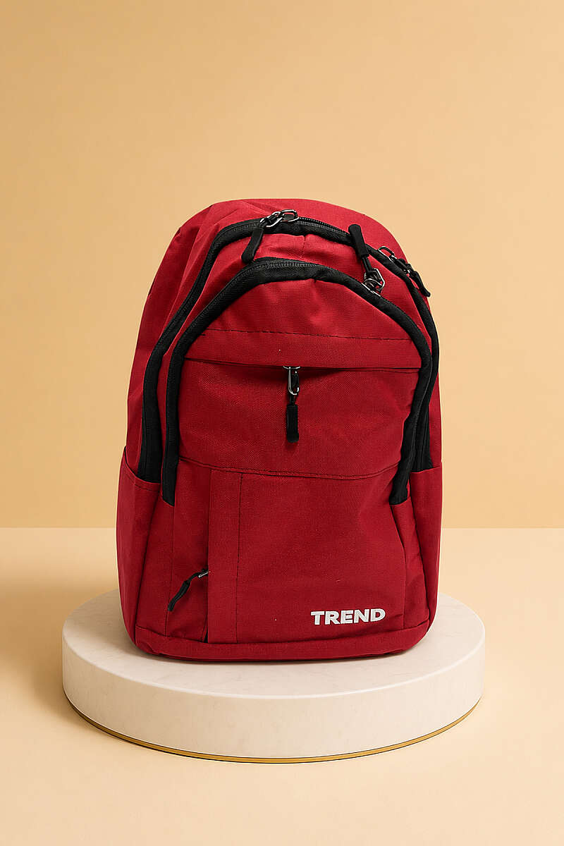 Trend Print Zip Backpack - Red