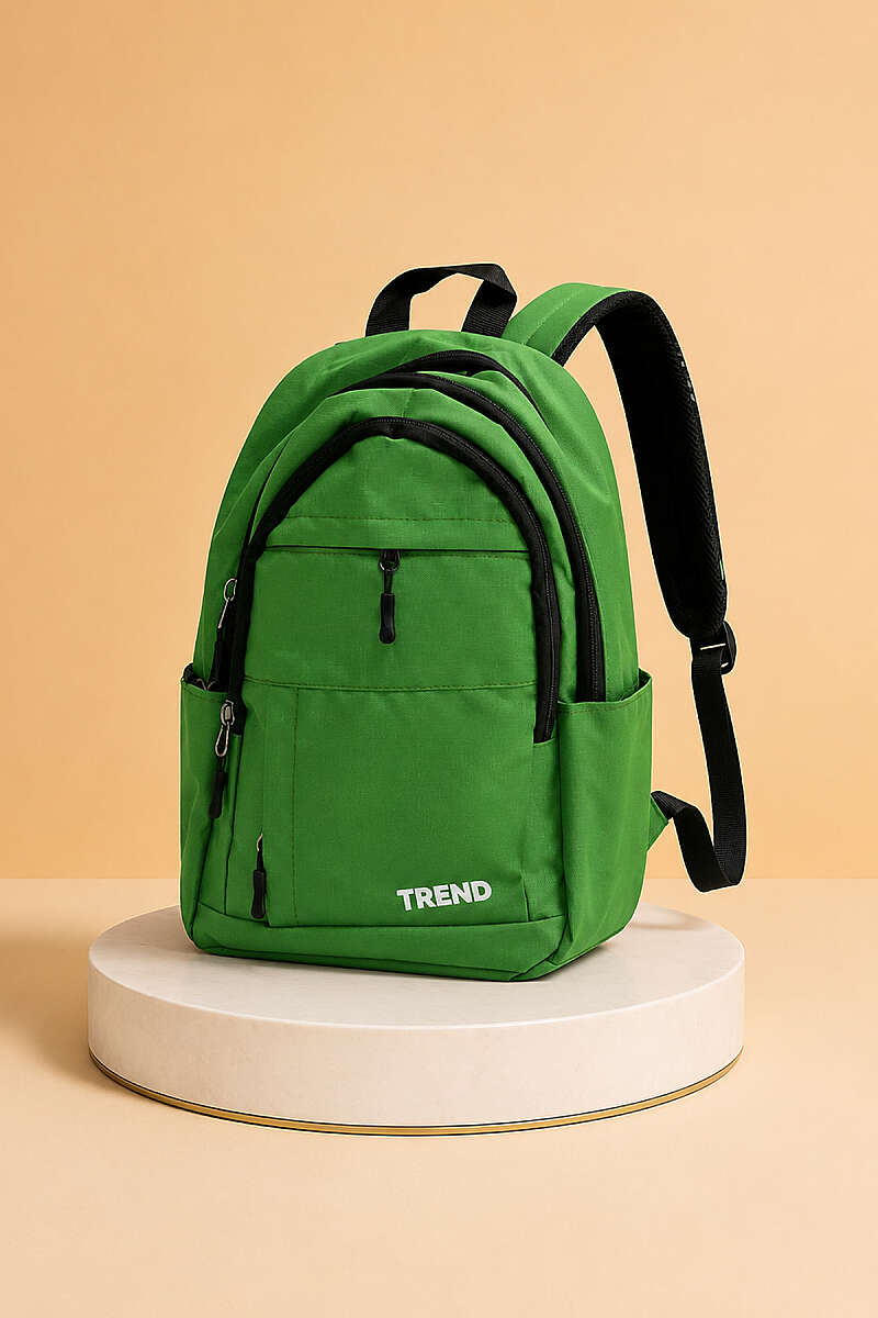 Trend Print Zip Backpack - Green