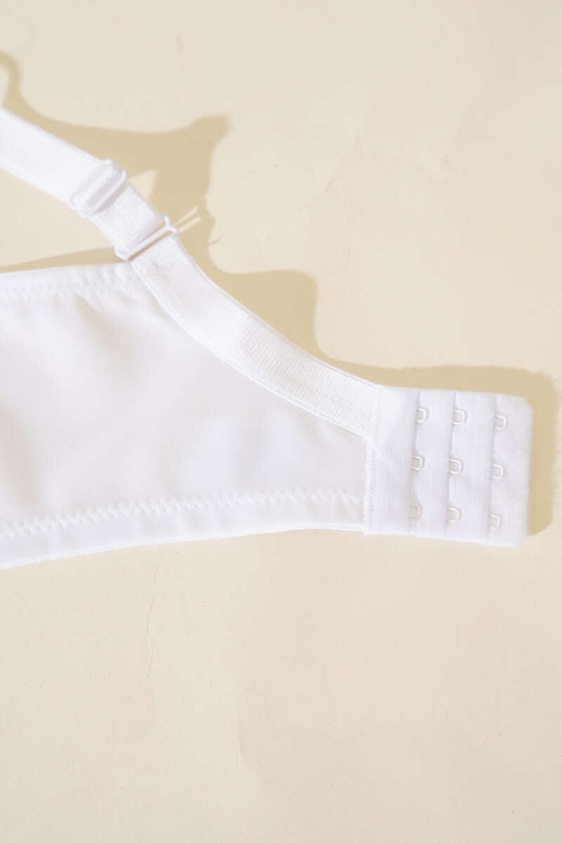 Unpadded Shaping Bra with Tulle Detail - White