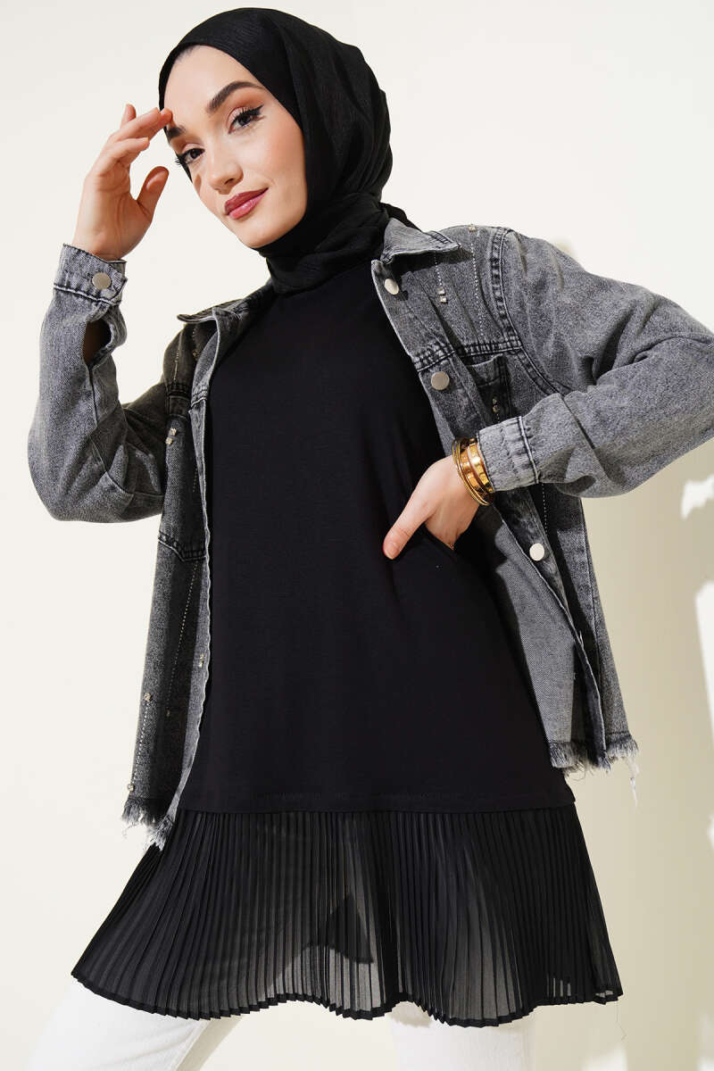 Pleated Tulle Underlayer - Black