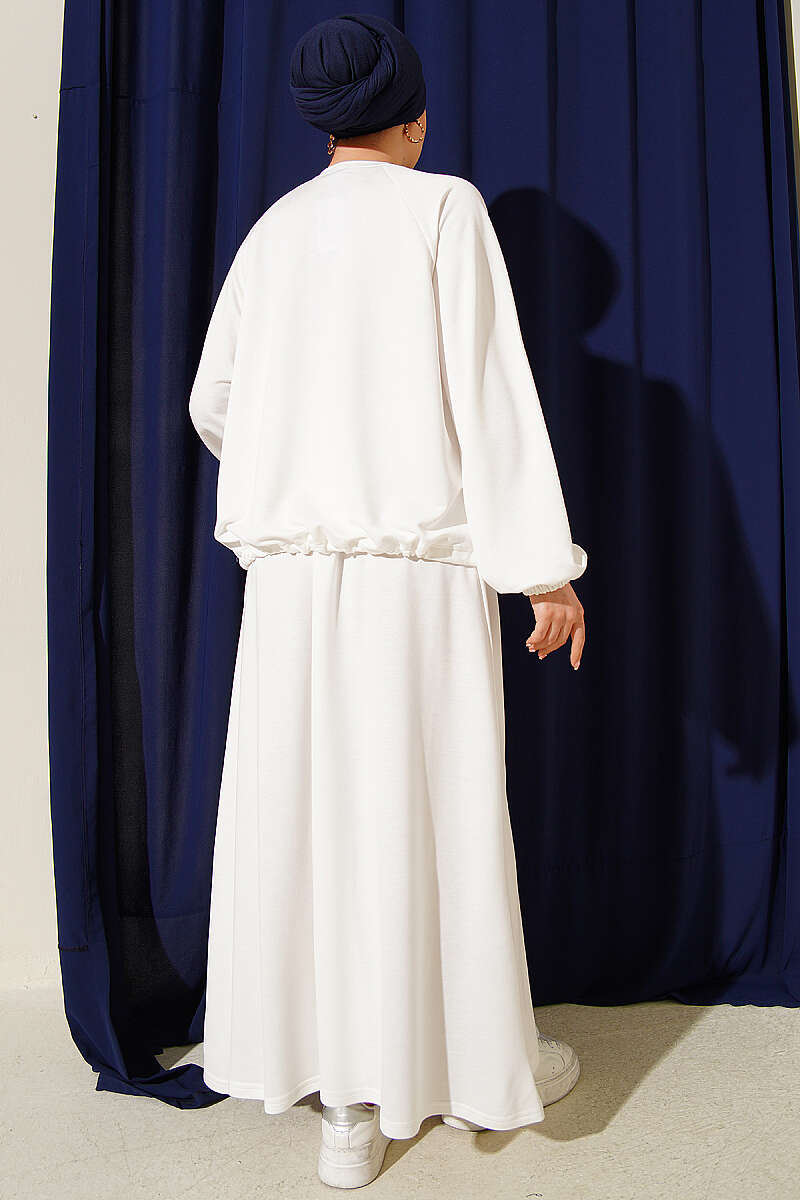 Loycha Skirt Set with Drawstring Ties - White