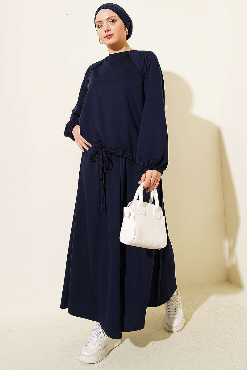 Loycha Skirt Set with Drawstring Ties - Navy