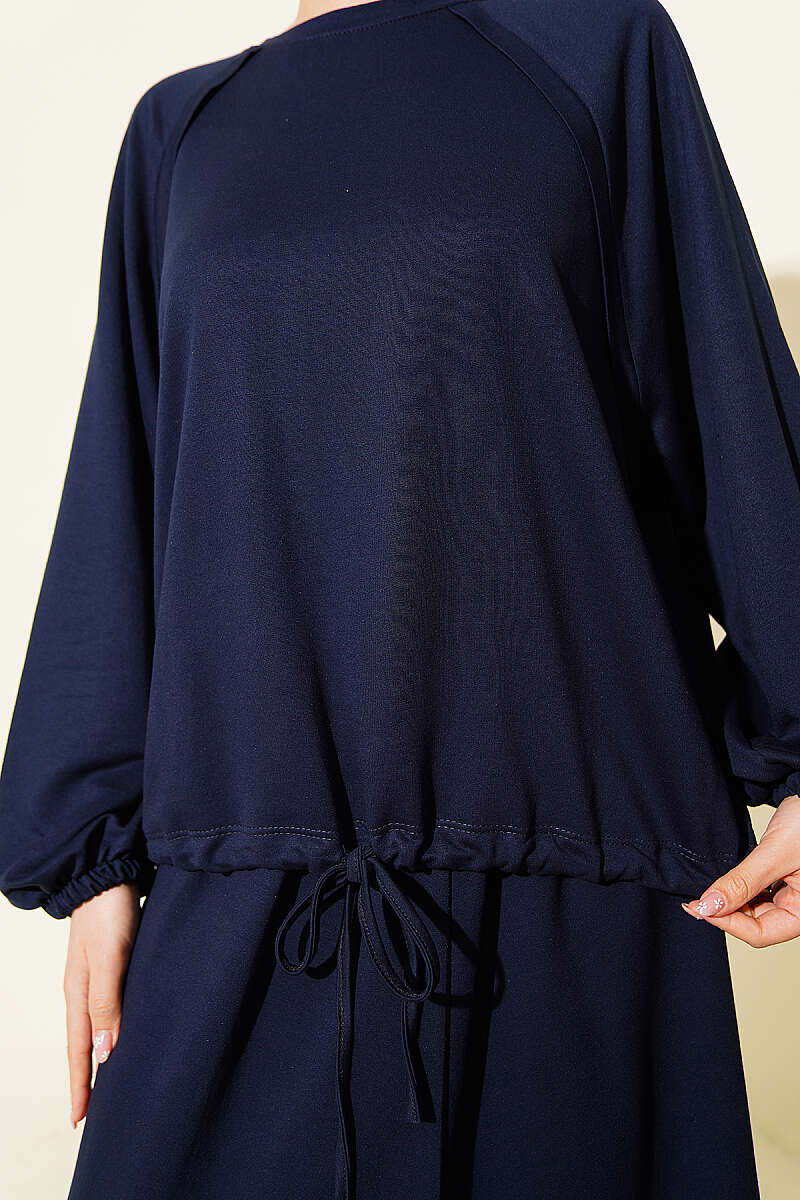 Loycha Skirt Set with Drawstring Ties - Navy
