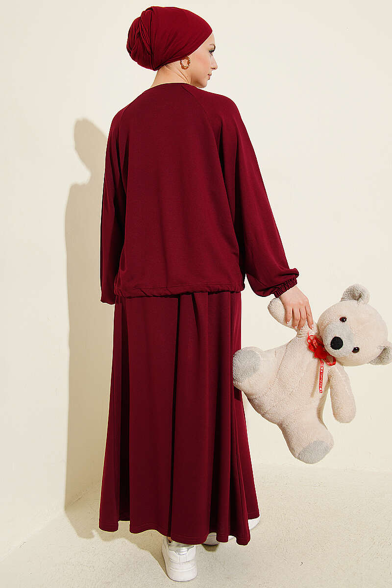 Loycha Skirt Set with Drawstring Ties - Plum