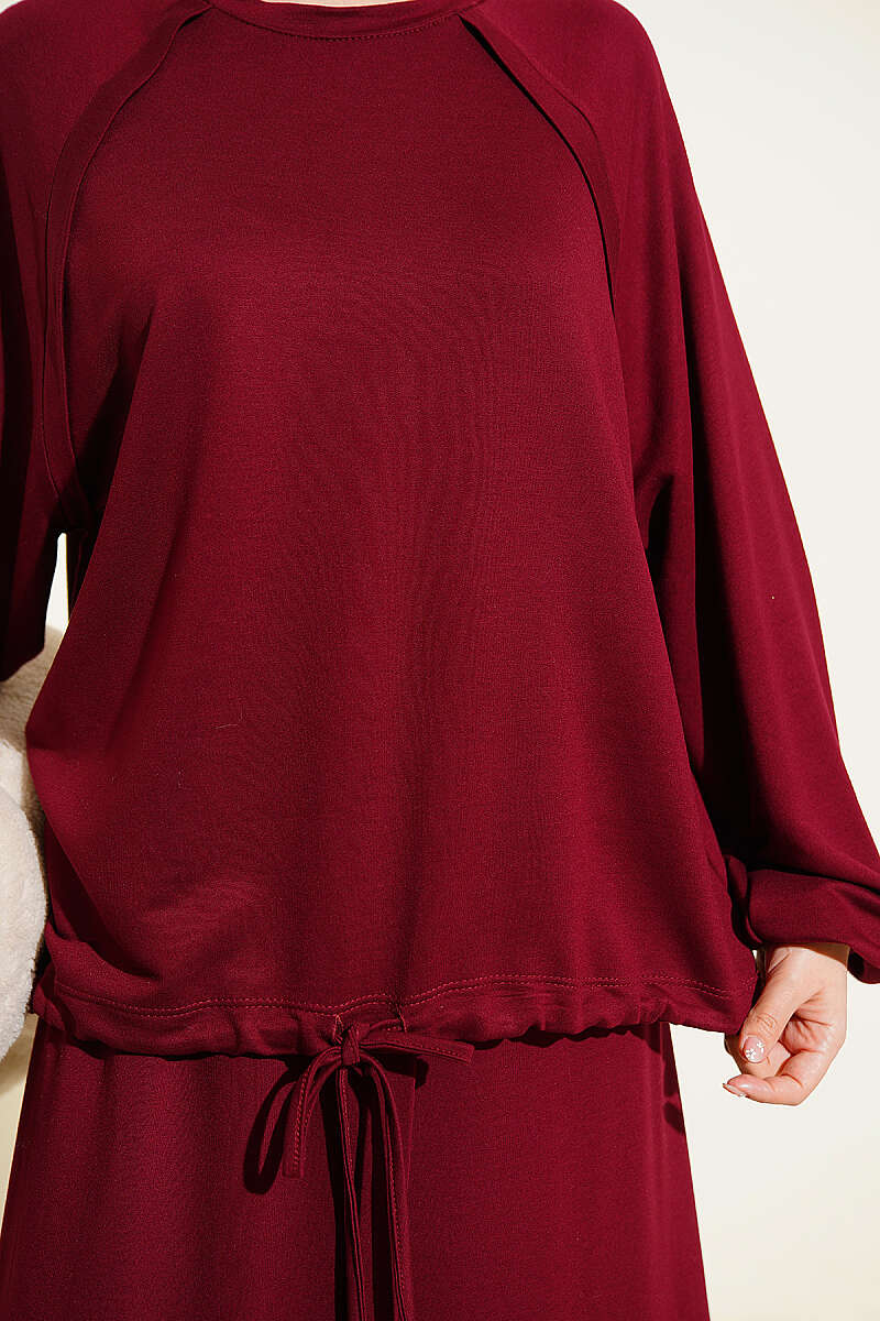 Loycha Skirt Set with Drawstring Ties - Plum