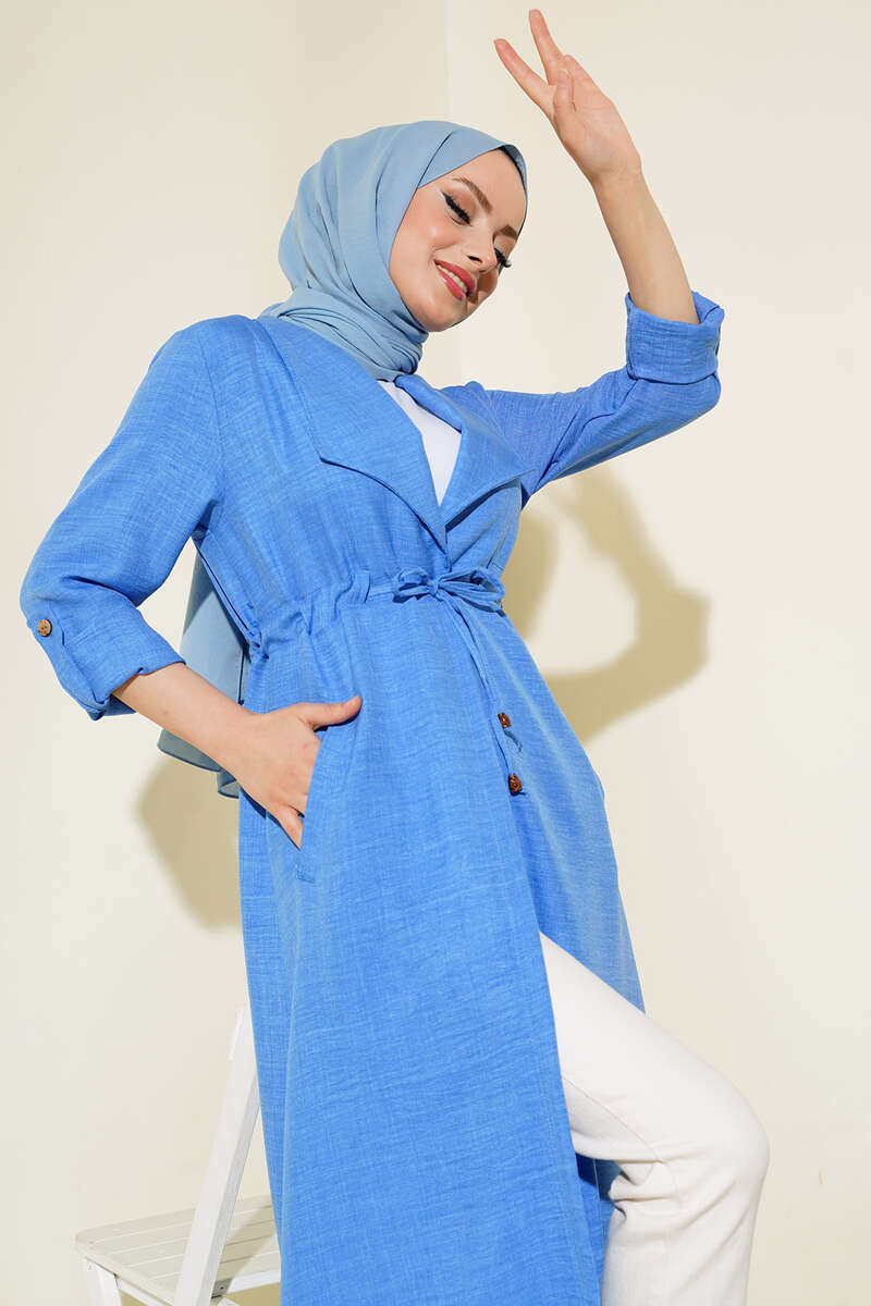 Drawstring Cape - Blue