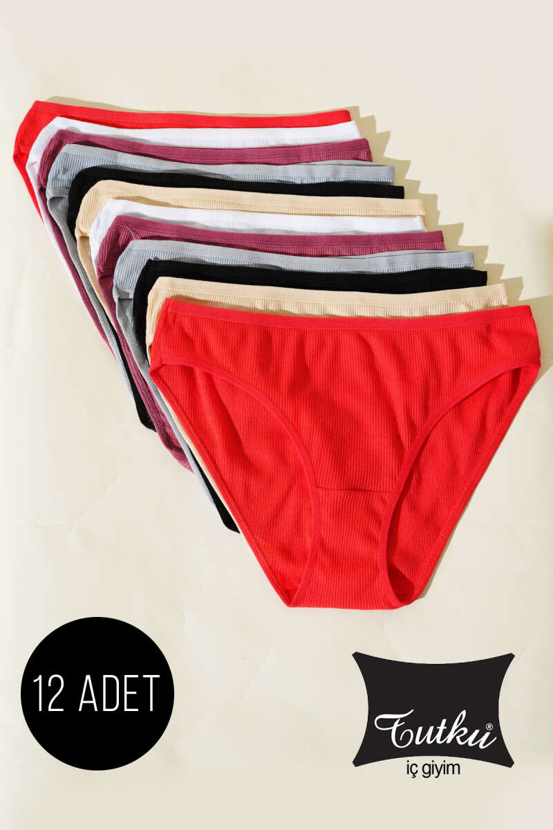 Tutku 12-Pack Ribbed Bikini Briefs - Multicolour